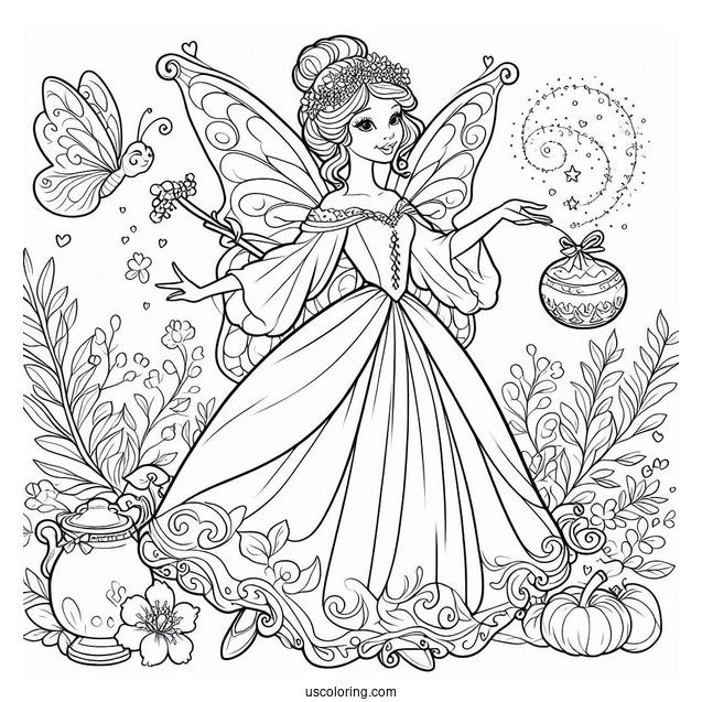 Easy Coloring Page Of The Fairy Godmother