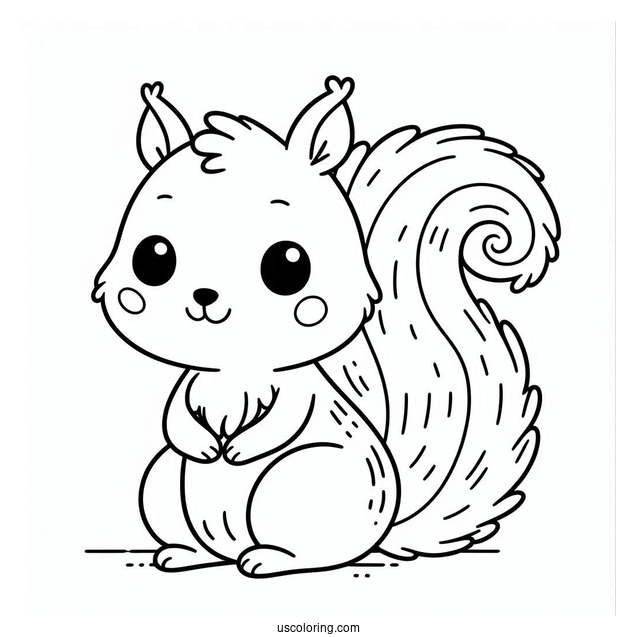 Simple Smiling Squirrel Coloring Page For Kids