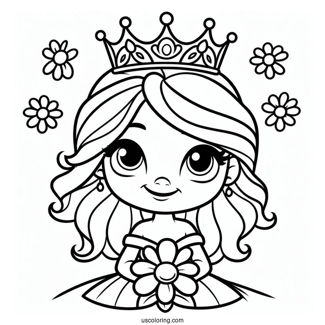 Smiling Princess Daisy Coloring Page In Crown And Gown