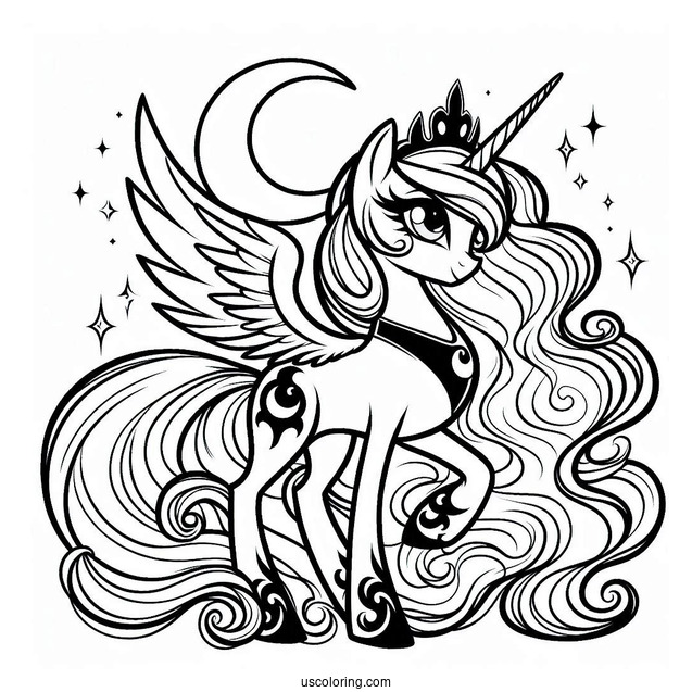 Princess Luna Coloring Page With Nightmare Moon Alter Ego For Kids