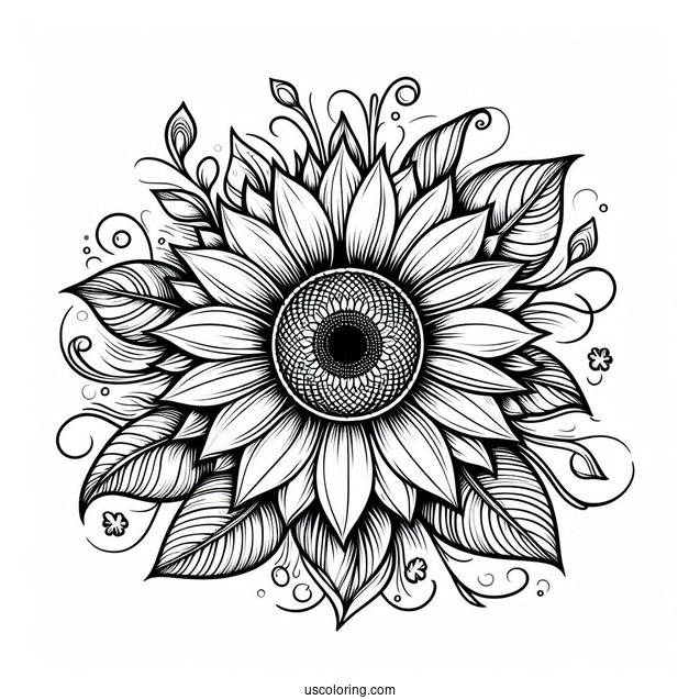 Big Bold Sunflower Coloring For Adults