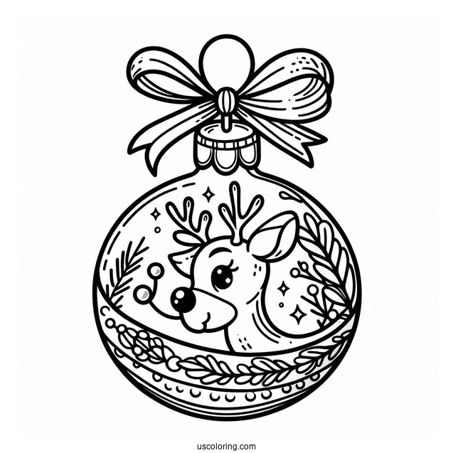 Christmas Ornaments Coloring Page Of Rudolph The Reindeer Bauble