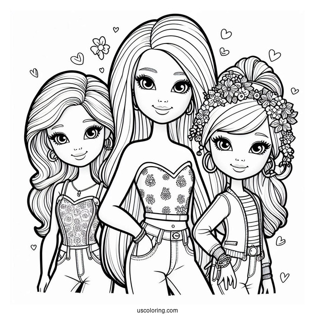 Barbie Version Of Polly Pocket Coloring Page, Shani, And Lila