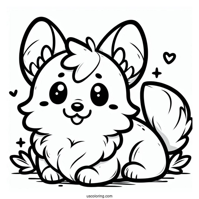 Cute Kawaii Corgi To Color