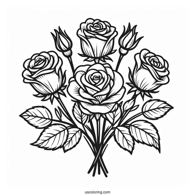 Bouquet Of Roses Coloring Page