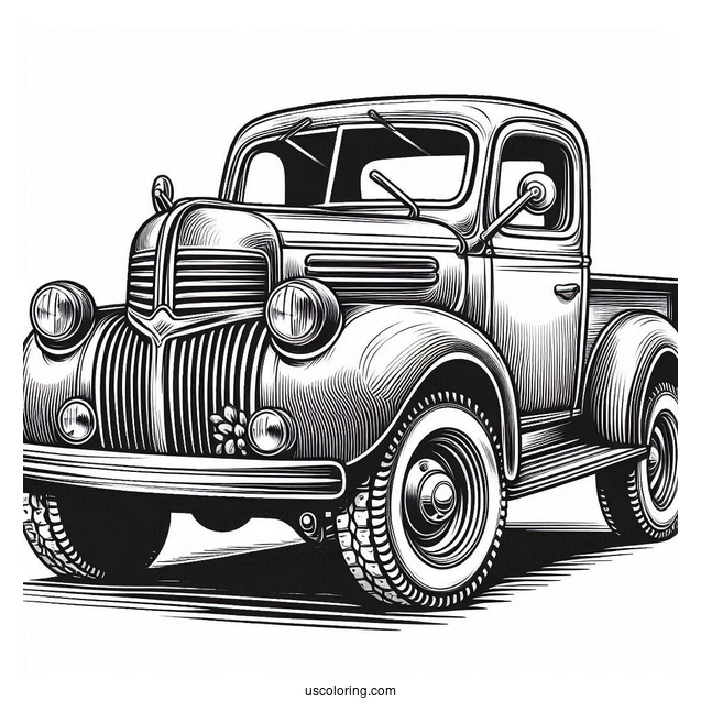 Vintage Pick Up Truck Coloring Page