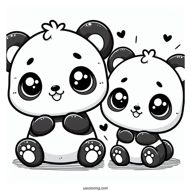 Two Cute Kawaii Pandas