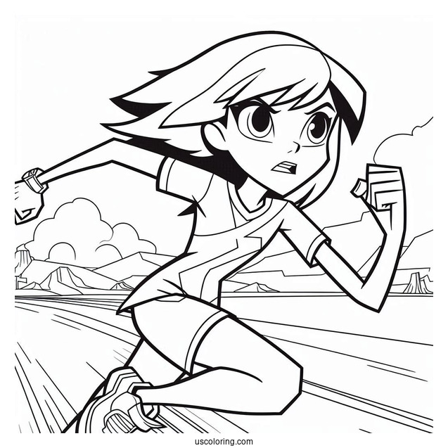 Ben 10 Coloring Page Of Young Gwen Tennyson Running For Kids
