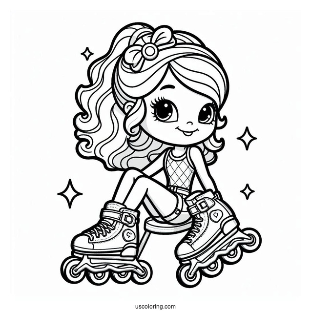 Polly Pocket Coloring Page In Rollerblades