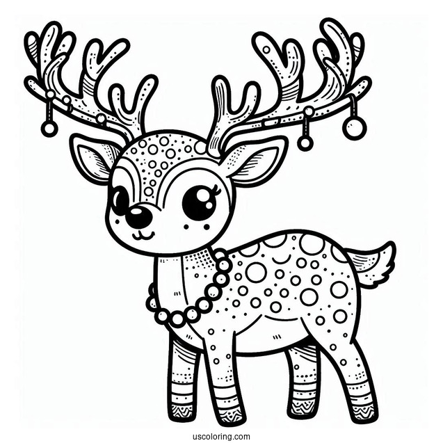 Rudolph Coloring Page With Huge Antlers And Spotted Body
