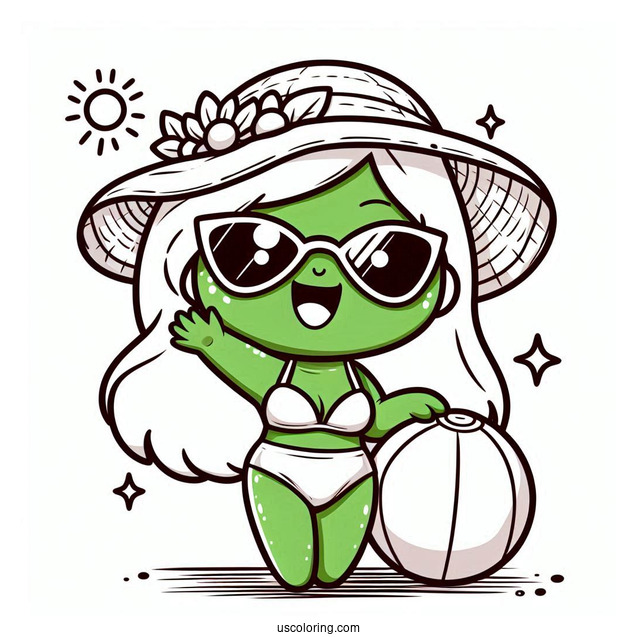 Smiling Chibi Hulk Coloring Page Under The Sun For Kids