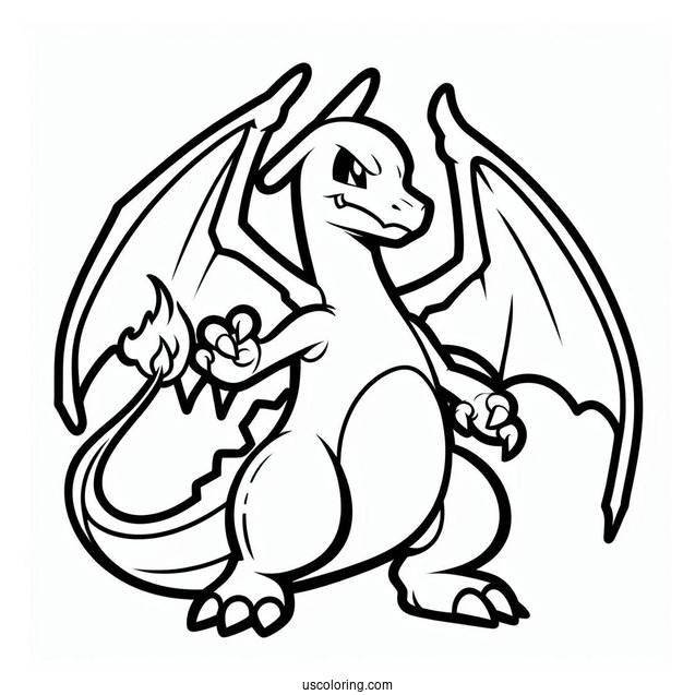 Easy Charizard Outline Coloring In For Kids(1)