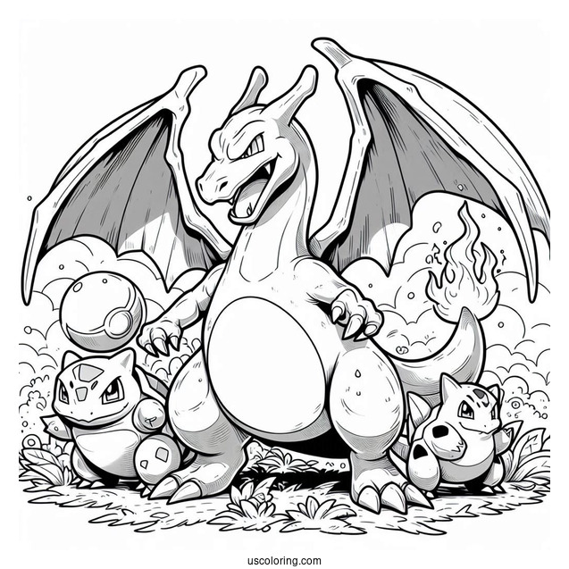 Charizard With Blastoise And Venosaur