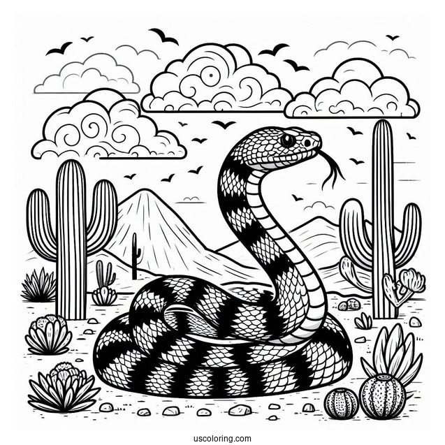 Detailed Black Tailed Rattlesnake In The Desert
