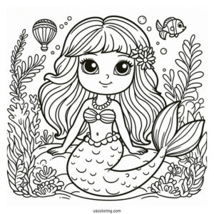 Mermaid Dora Coloring Page For Kids