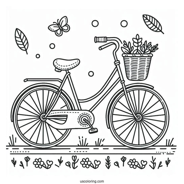 Cartoon Bicycle Coloring Page Outline For Preschoolers