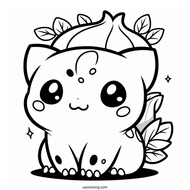 Kawaii Bulbasaur Coloring Page For Preschoolers