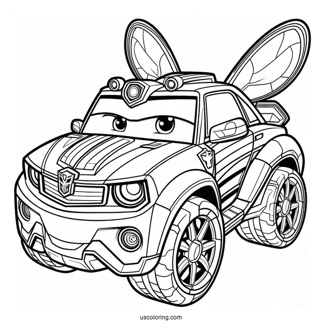 Bumblebee In Car Form Rescue Bots Coloring Page
