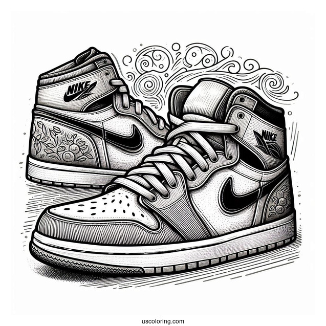 Vintage Nike Coloring Page Of Shoe Artwork