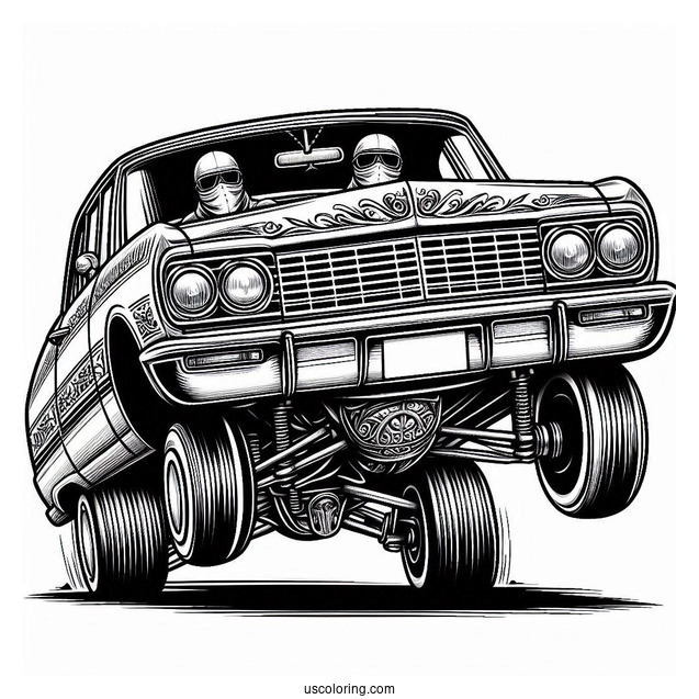 Front View Of Lowrider Coloring Page Hopping
