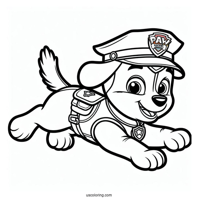Police Dog Chase Coloring Picture For Preschoolers