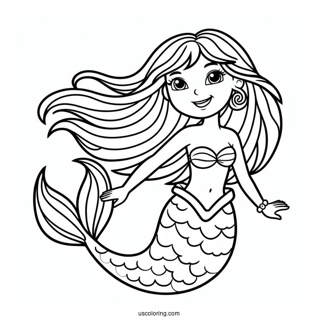 Mermaid Dora Coloring Page For Kids