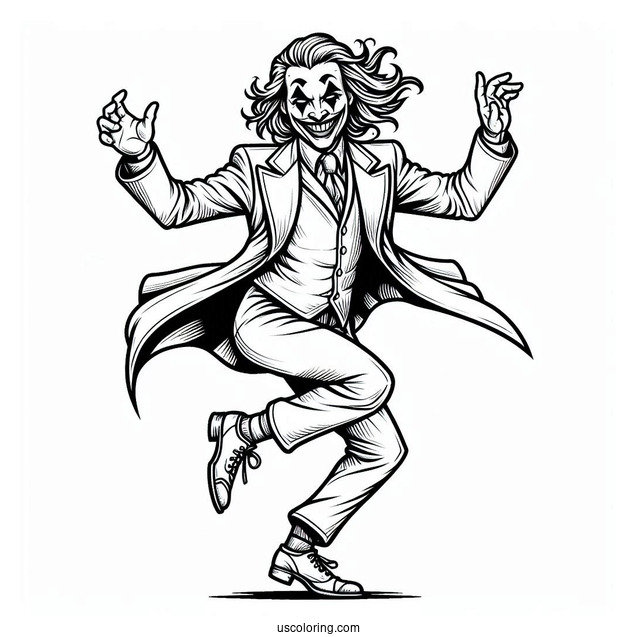 Detailed Coloring Sheet Of Joker Dancing