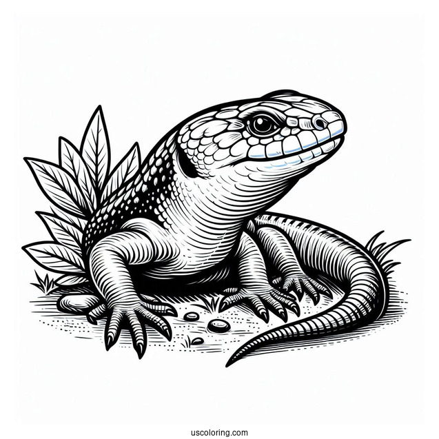 Blue Tongued Skink Lizard Coloring Page Hissing