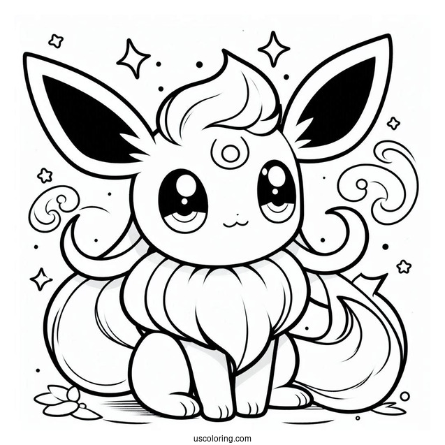 Cute Kawaii Sylveon Coloring Sheet