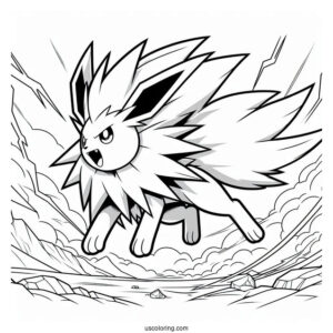 Jolteon Coloring Page In Battle Mode