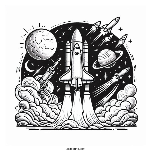 Discovery Space Shuttle Rockets Ignited