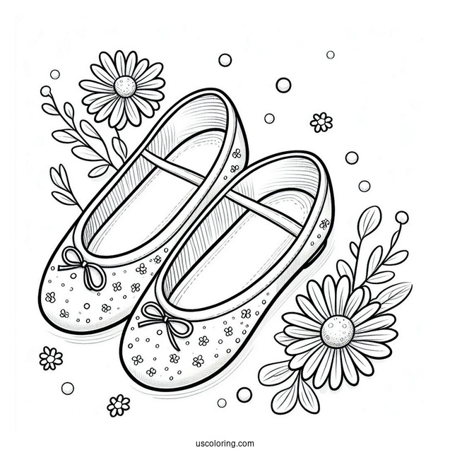 Girl_s Ballet Flats To Color For Preschoolers