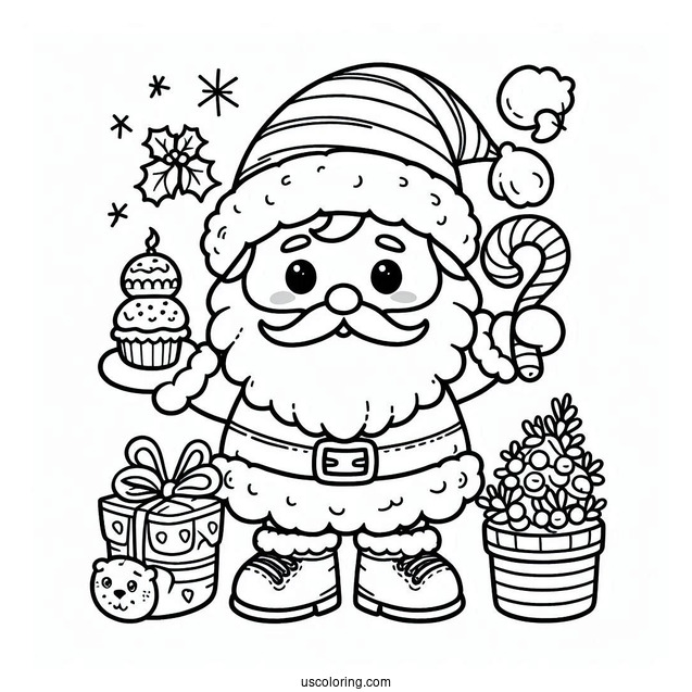 Adorable Simple Santa Claus Coloring Page For Preschoolers