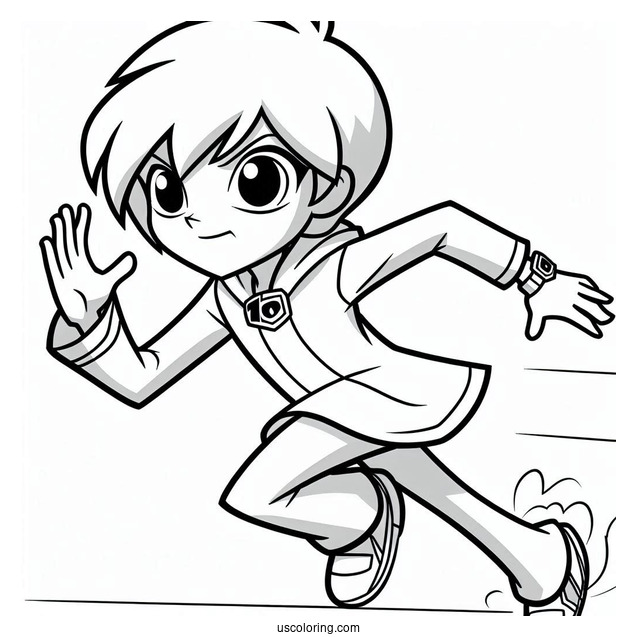 Ben 10 Coloring Page Of Young Gwen Tennyson Running For Kids