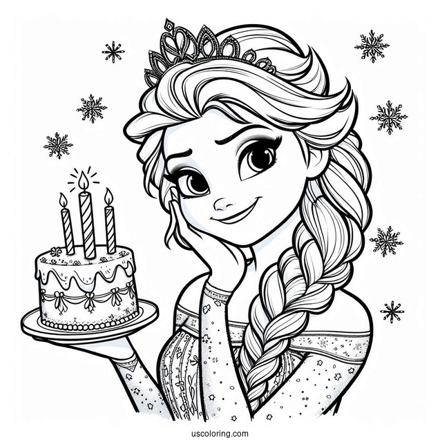 Happy Birthday Elsa Coloring Sheet