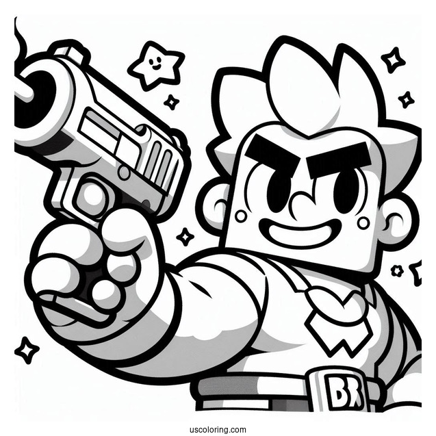 Brawl Stars Coloring Page Of Brock Holding Up Gun