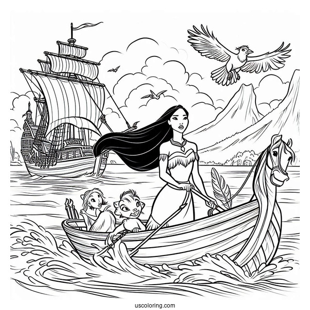 Pocahontas On The Port With Meeko And Percy