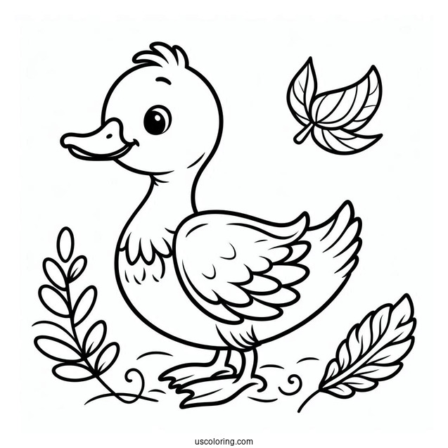 Simple Outline Of a Duck To Color