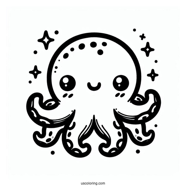 Kawaii Octopus Coloring Page For Kids