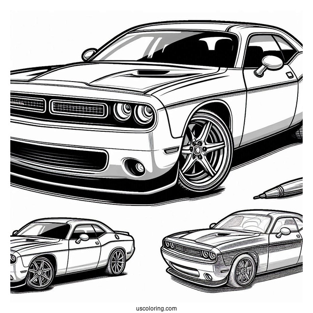 Dodge Challenger Coloring Sheet For Kids