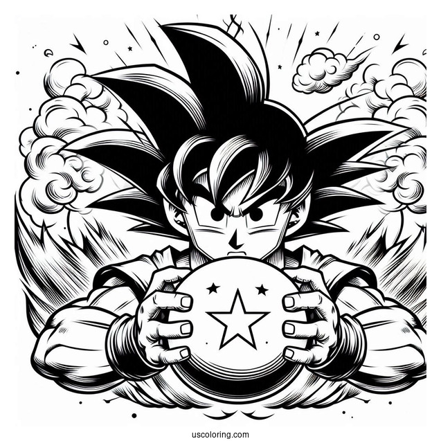 Goku Spirit Bomb Coloring Page