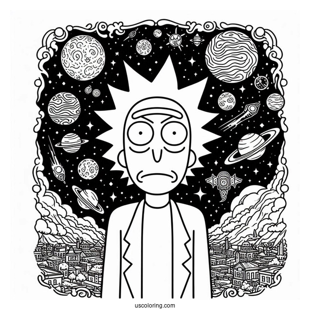 Rick And Morty Poster Art With Logo To Color