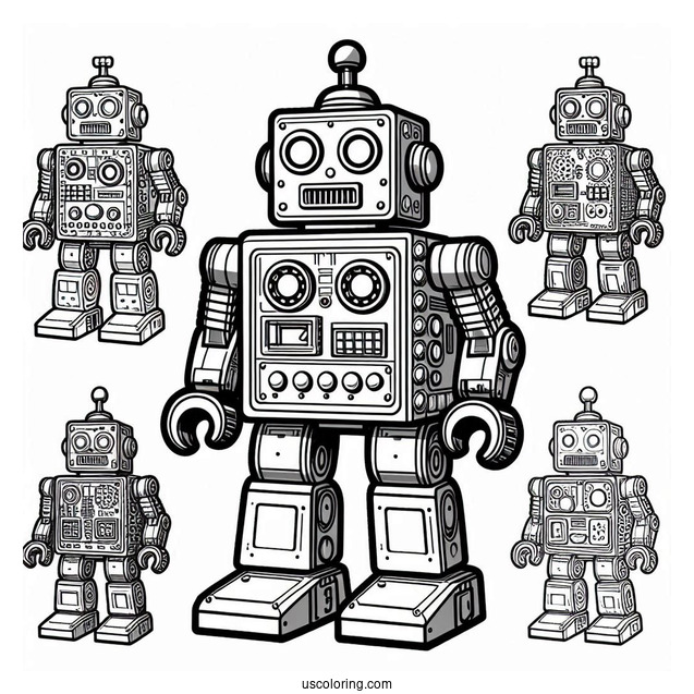 Vintage Lego Robot Coloring Picture