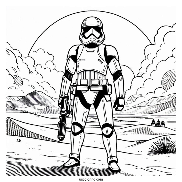 Stormtrooper Coloring Page Shocktrooper Standing In The Desert