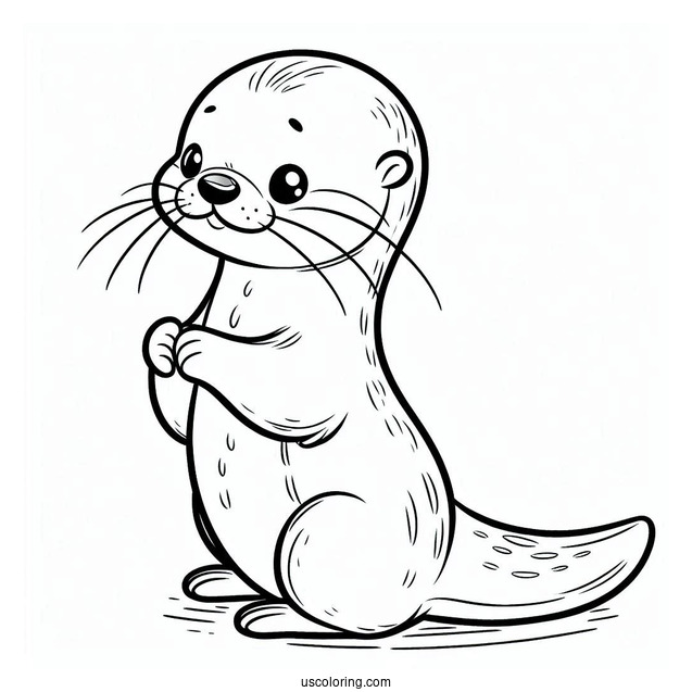 Simple Otter Coloring Page Standing For Kids