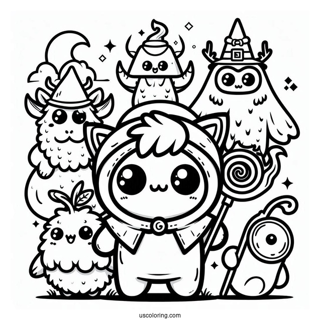 Adorable Sprunki Coloring Page Of Characters With Logo