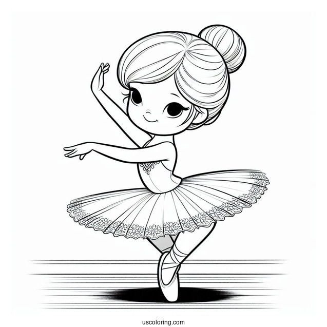 Cute Ballerina Dancing In Studio To Color