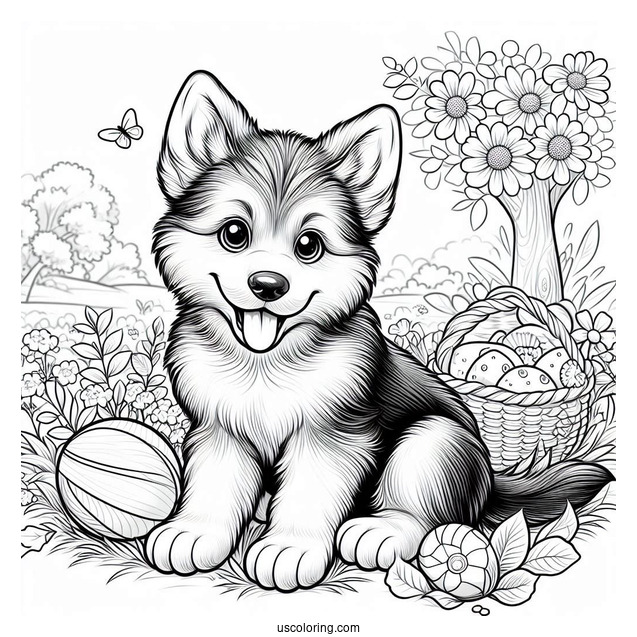 Cute German Shepherd Puppy Playing Outdoors