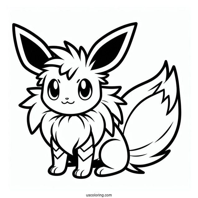 Easy Jolteon Coloring Page Outline For Kids