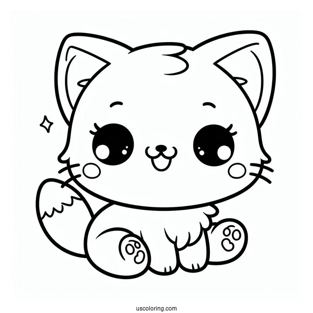 Cute Coloring Page Simple Cat Smiling For Preschoolers
